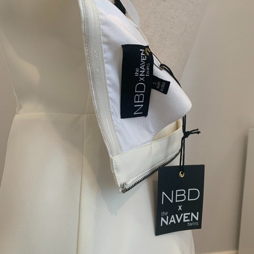 Brand New w tags NBD x Naven Twins Just Wait Ivory Dress - Picture 8 of 8